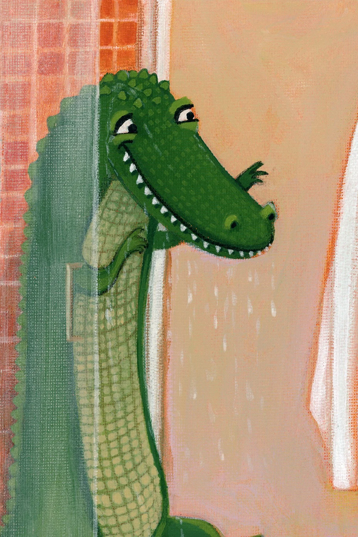 Crocodile Shower print by Amanda Oleander. — AMANDA OLEANDER